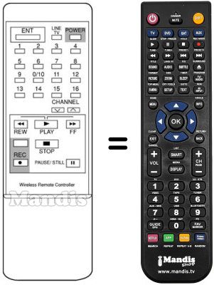 Replacement remote control Emerson VCR1150