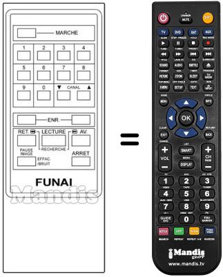 Replacement remote control Funai VCR5800