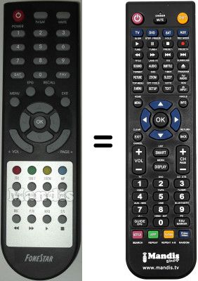 Replacement remote control Fonestar RDS581W HD