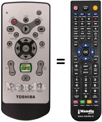 Replacement remote control Toshiba MEDIACENTERSLIM