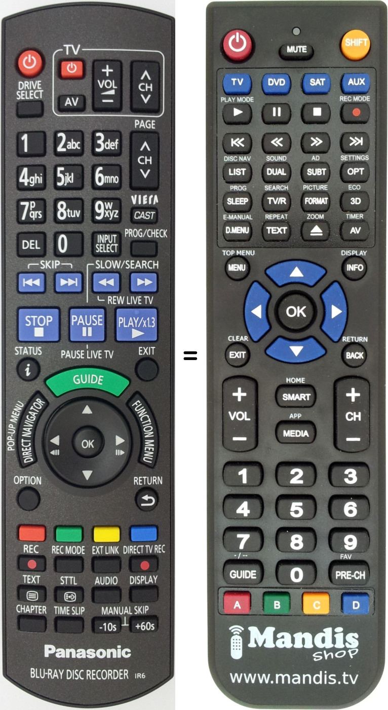Replacement remote control Panasonic N2QAYB000474