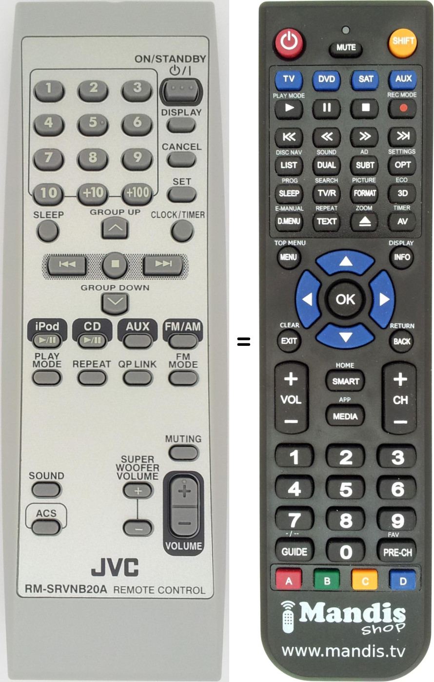 Replacement remote control JVC RM-SRVNB20A